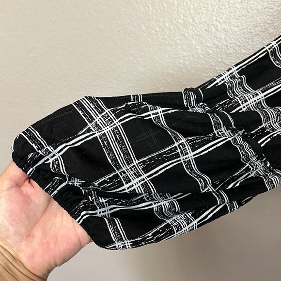 Style & Co Plus Size windowpane Printed Tiered Mesh Top size 3X Long sleeve - Picture 7 of 10